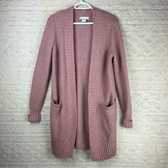 Cozy Long Line Cardigan Duster Medium Dusty Rose Maeve by London Kaye Pockets - Picture 1 of 13